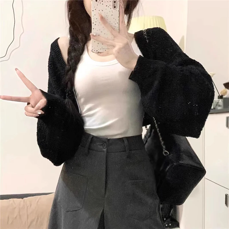 Summer Women\'s Cardigan Retro Solid Color Hollowed Out Loose And Versatile Casual Style Knit Sun Protection Cardigan Jacket