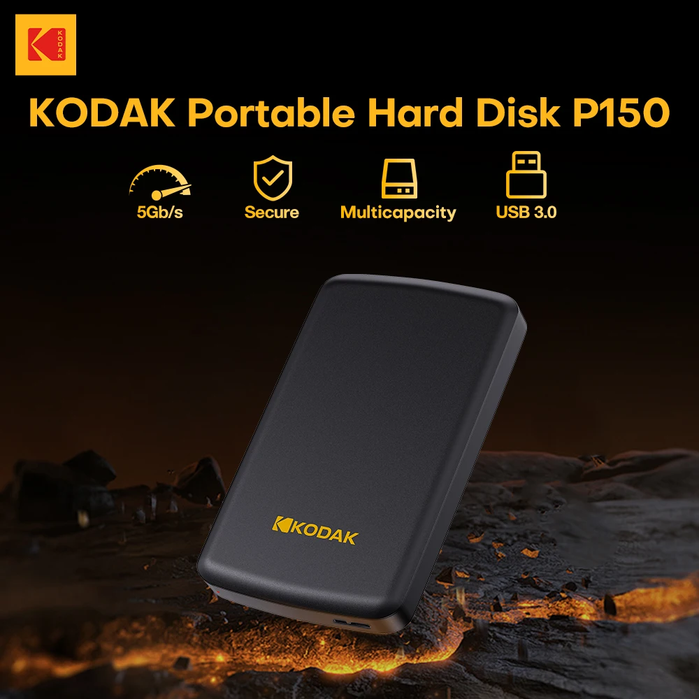 محرك الأقراص الصلبة الخارجي المحمول KODAK HDD مقاس 2.5 بوصة بسعة 500 جيجابايت/1 تيرابايت USB3.0 5 جيجابت في الثانية لتخزين الألعاب متوافق مع أجهزة الكمبيوتر الشخصية وأجهزة Mac وPS4 وسطح المكتب وMacBook