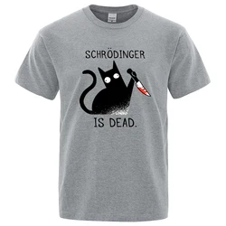 Schrodinger Is Dead Black Cat Tshirts Men Women 100% Cotton Oversized T-Shirt Hip Hop Loose Tee Clothes Fashion Casual Tops