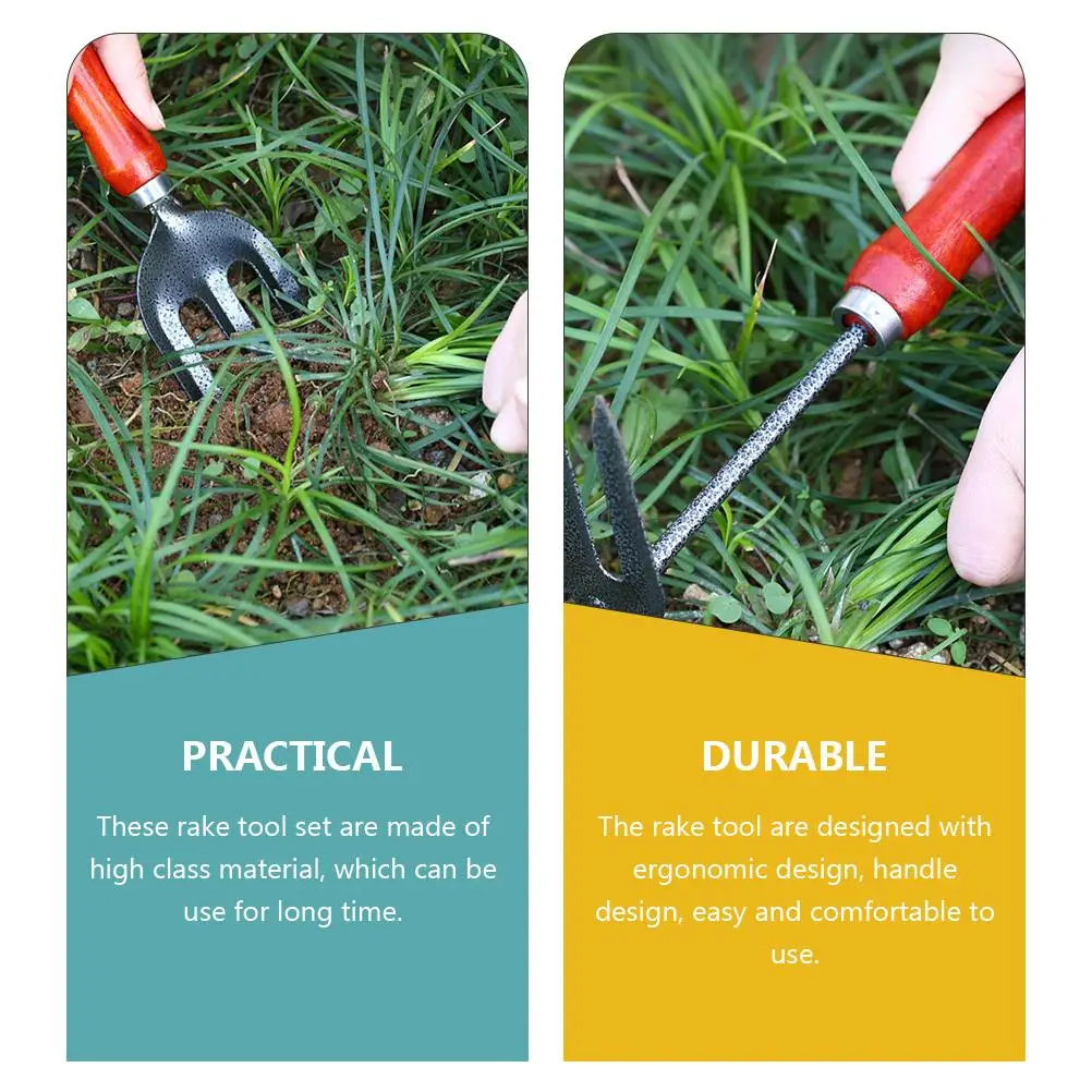 Garden Tool Set Stainless Steel Rakes Shovels Lightweight Portable Outdoor Tools Ergonomic Handle Durable Gardening Rake Hoe