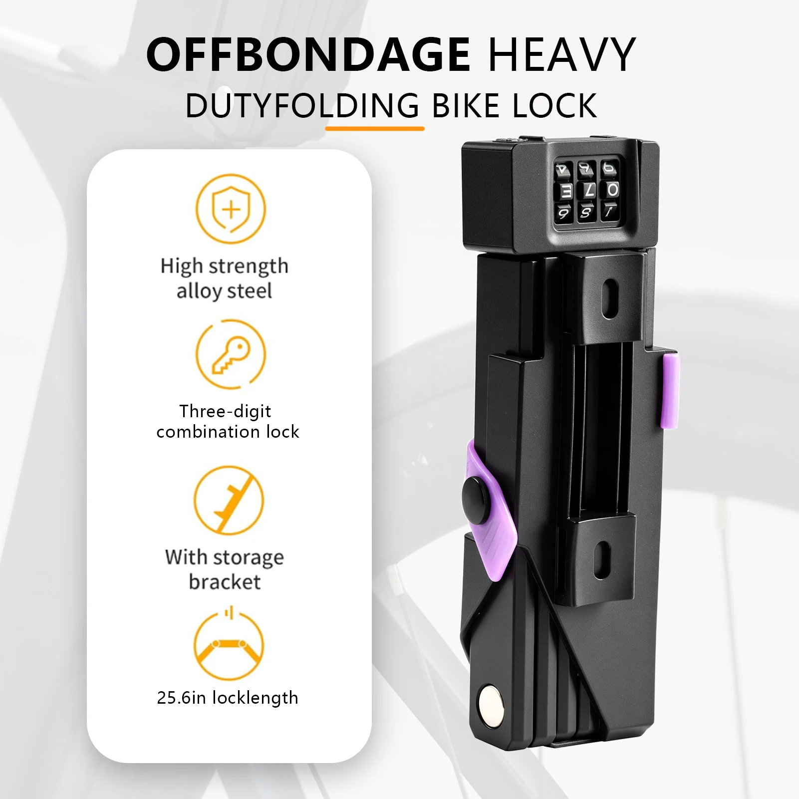 

OFFBONDAGE Комбинированный велосипедный замок Безопасный противоугонный комбинированный складной замок с паролем Удобный замок для мотоцикла Ebike