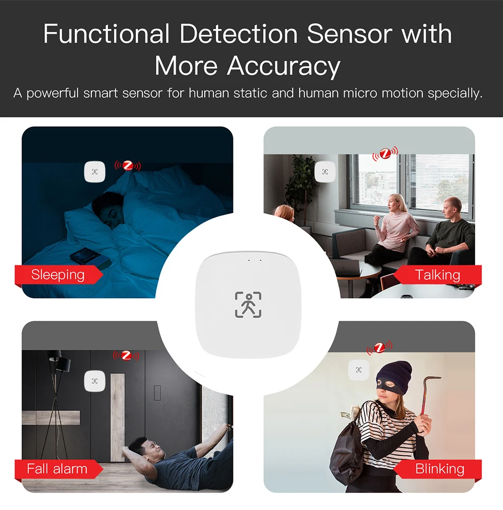 Tuya WiFi/ ZigBee Human Presence Detector Smart Life Millimeter Wave Radar Detection Human Body PIR Sensor For Home Automation