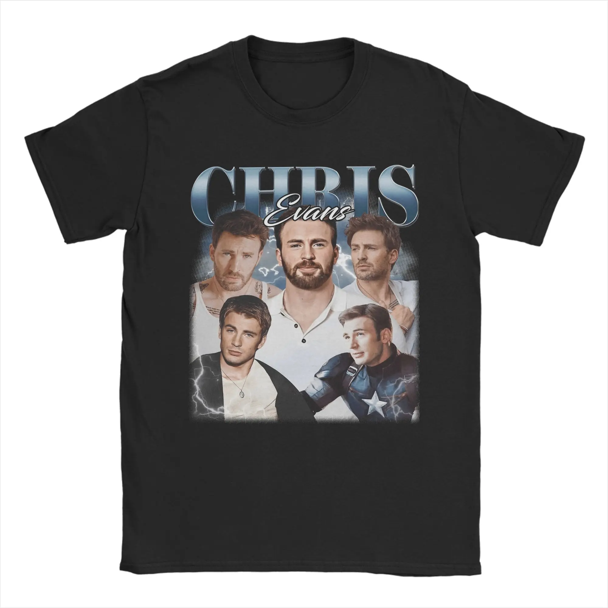 

Crazy Chris Evans T-Shirts for Men Round Collar Pure Cotton T Shirts Short Sleeve Tees Graphic Clothes