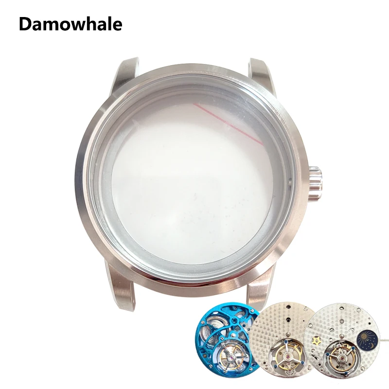 

tourbillon movement case stainless steel transparent bottom diameter 44mm thickness 14.5mm dial size 37mm