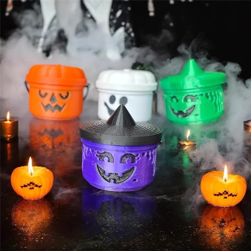 Mini figuritas de nostalgia de Halloween, 6 uds., cubos de Boo espeluznantes, cuencos de dulces para Halloween, accesorios para eventos de truco o trato