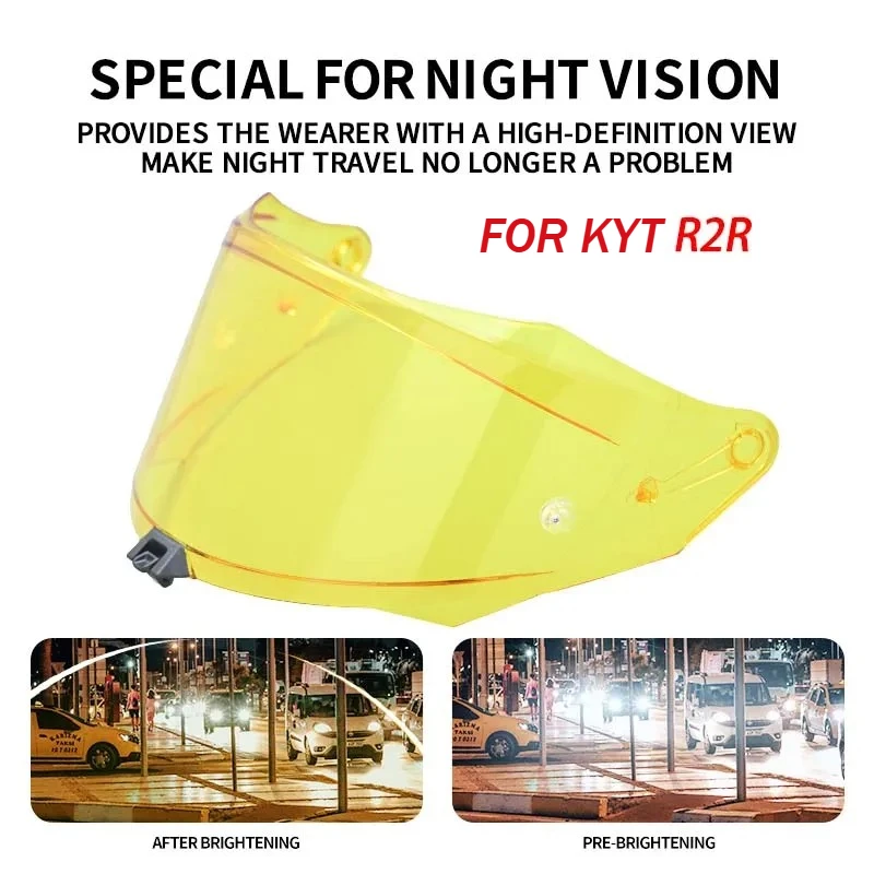 

Helmet Visor for KYT TT COURSE TTC VESC-8 for KYT R2R Lens Night Vision Visor yellow Replace Anti-UV Anti-Scratch Dustproof