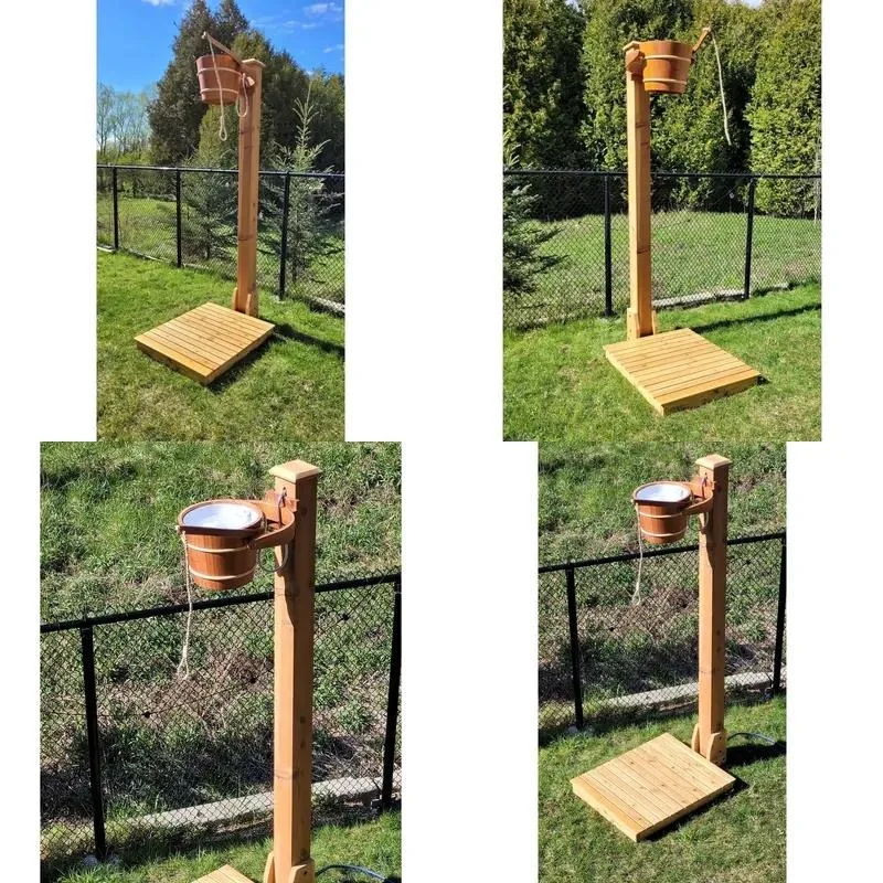 Portable Cedar Outdoor Pool Shower Kit Modern Straight Rectangular Frame for Hotel Use 1 Year Warranty