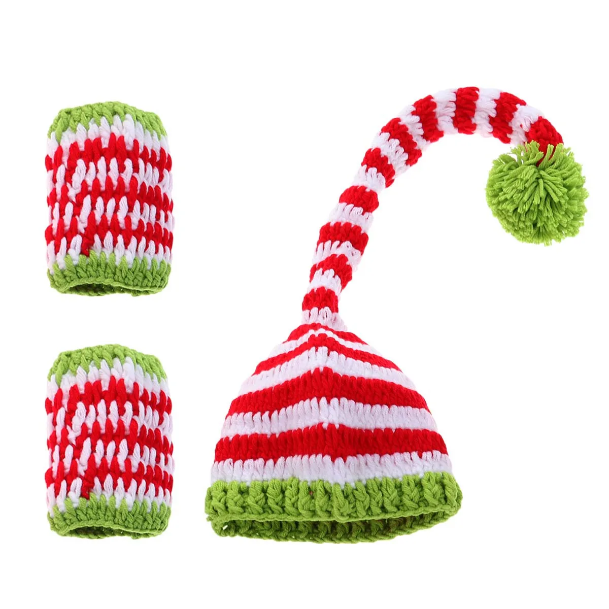 ชุดถ่ายภาพเด็กแรกเกิด หมวกและที่อุ่นขา ชุดถ่ายภาพวันหยุดคริสต์มาสสำหรับเด็กทารก อุปกรณ์ประกอบฉากถ่ายภาพเด็ก