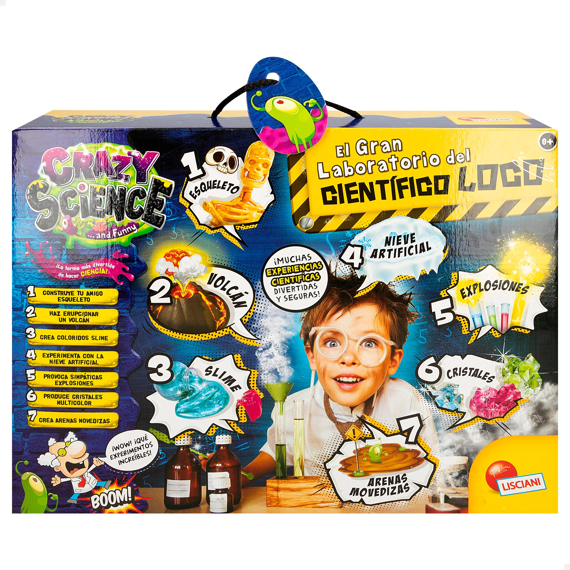 Lisciani. Science Lab Crazy Science slime Games Quicksand Experiments Volcano and artificial Snow Science kit for Boys and Girls Educational Toy 8 Years