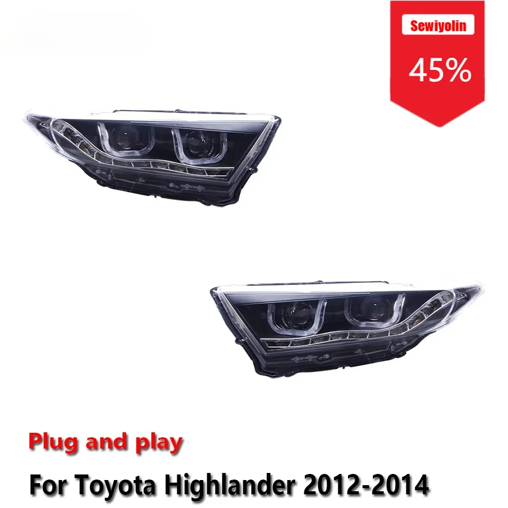 

Sewiyolin автомобильные фары светодиодные в сборе для Toyota Highlander 2012-2014 противотуманные фары DRL тормозной указатель поворота Plug and Play