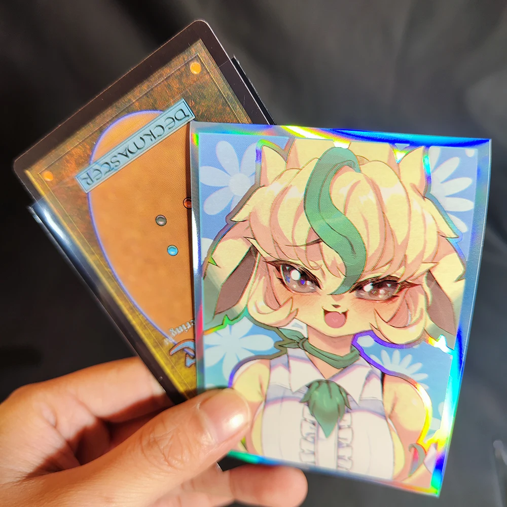 50PCS 66X91mm Foil Anime Card Sleeves Cartoon Printing Board Game Trading Card Protector for PTCG/MGT Cards