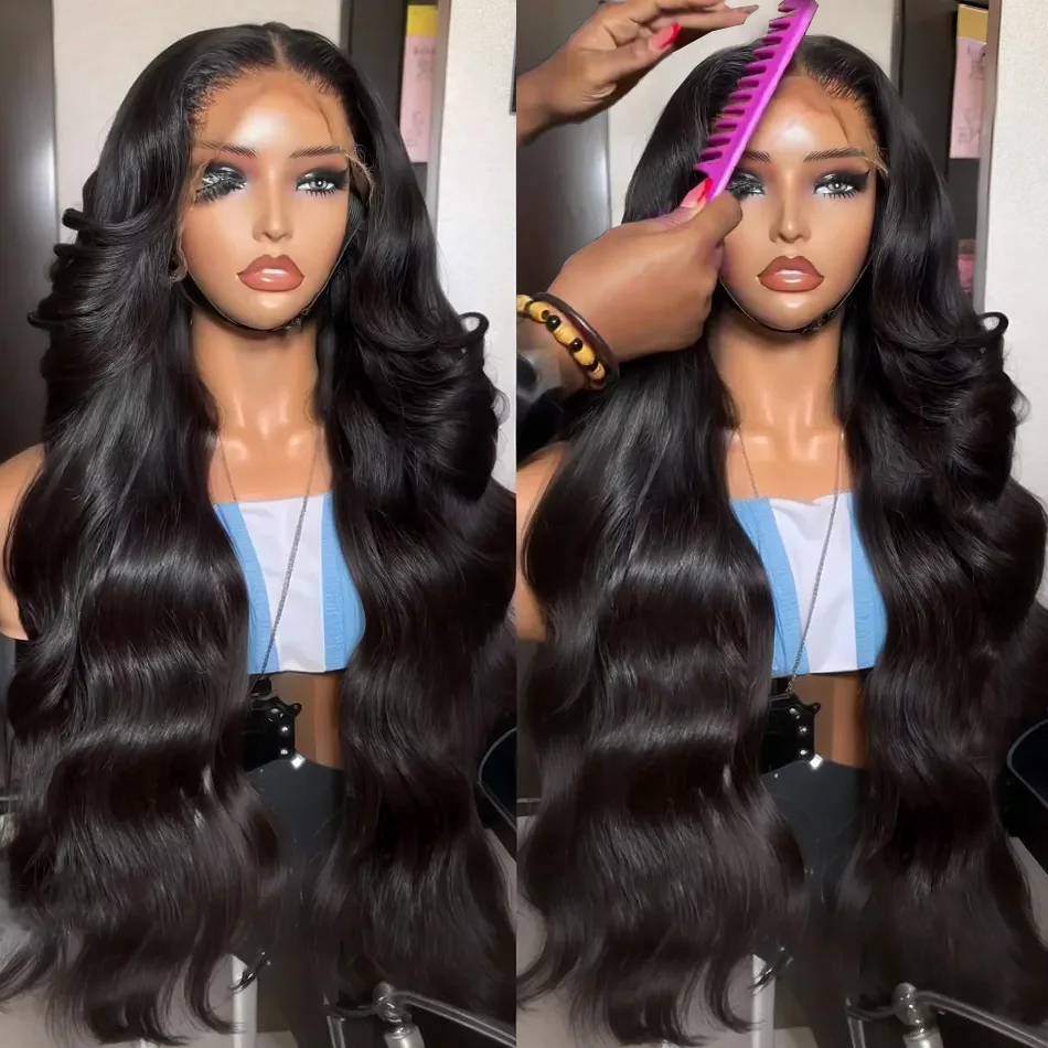 200 Density 13x4 Lace Front Wig PrePlucked For Black Women 13x6 HD Transparent Body Wave Lace Frontal Human Hair Wig