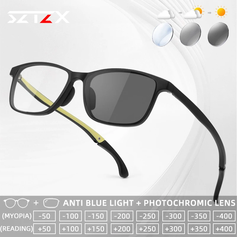 sztzx-超軽量スポーティなアンチスリップ調整可能な近視メガネバスケットボール男性用プログレッシブ処方眼鏡老眼鏡