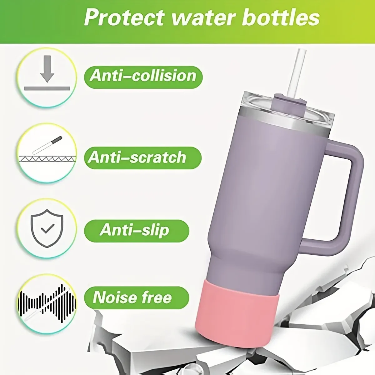 2PCS Silicone Boot Bottom Sleeve Cover for Stanley 40oz Tumbler Quencher Adventure and Ice Flow Flip 30 Oz 20 Oz Water Bottle 썸네일 4