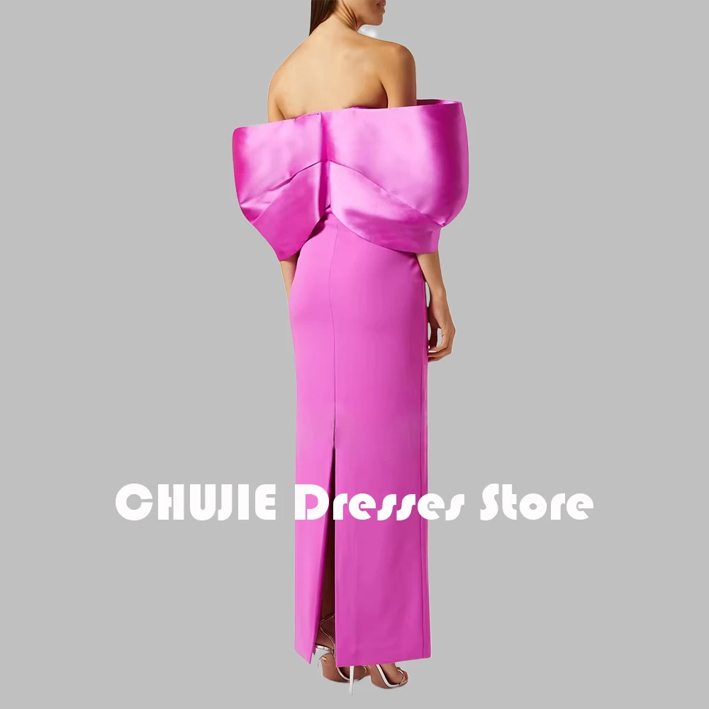 Abiti da sera fucsia con spalle scoperte per le donne Abito da ballo alla caviglia Abito da cerimonia nuziale personalizzato Abiti per occasioni speciali