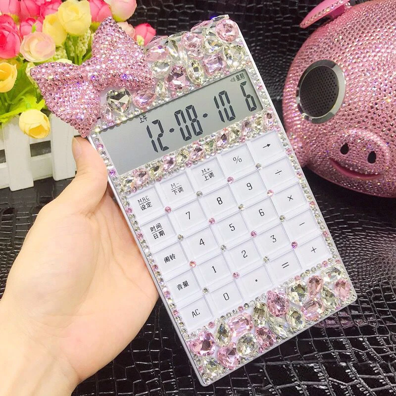 Boutique Luxury Office Electronic Calculator School & Office Electronics Creative Calculator Desktop Computer Rhinestone Crystal