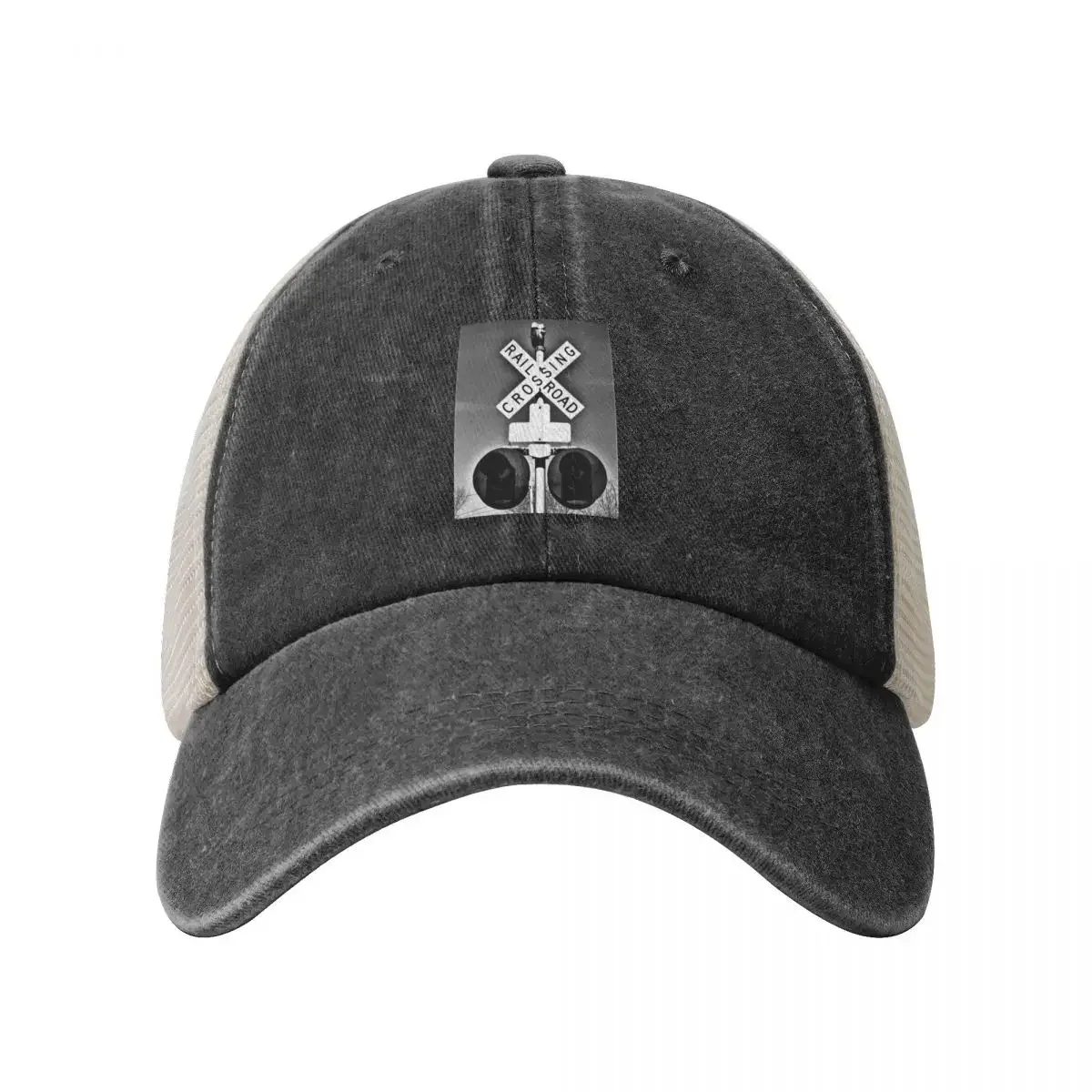 Railroad Crossing With Mechanical Bell in Black & White Baseball Cap Luxury Cap dad hat Hats Man Women's