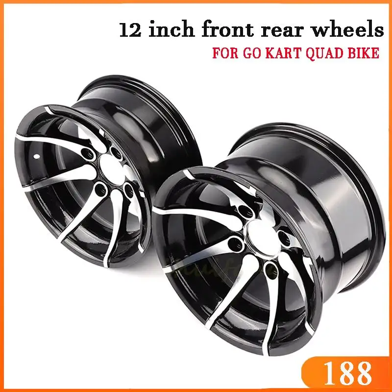 ATV Parts 12 Inch Aluminum Alloy Front and Rear Rims Wheels Suitable for Four-wheel Kart UTV All-terrain Vehicle 12-inch Tires