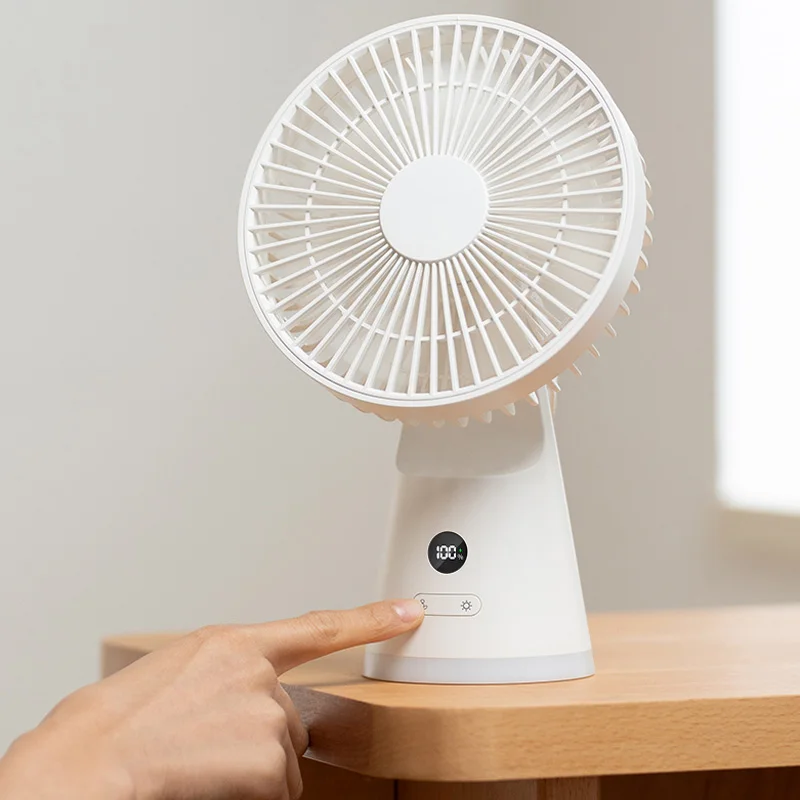 พัดลมตั้งโต๊ะไร้สาย Noisy Small Night Light Camping Fan Table