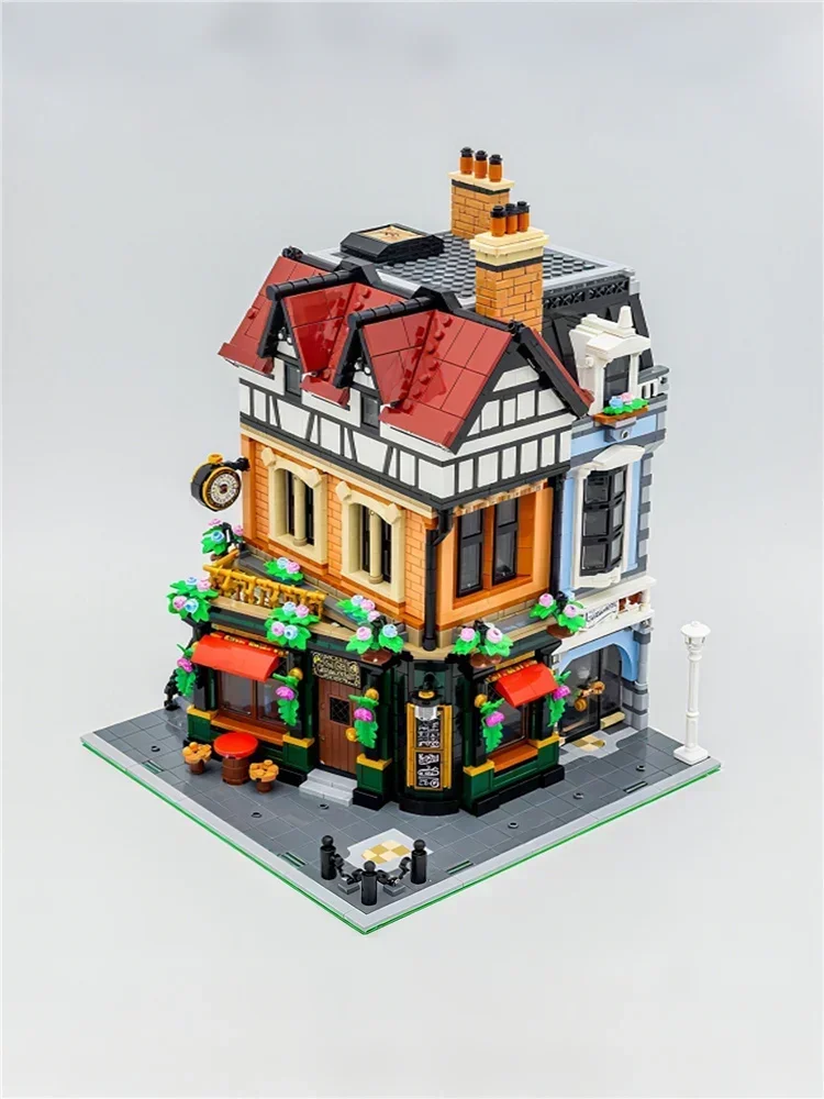 MOC-10350 nouvelle ville coin de rue MOC-Streetview Tudor modèle bloc de construction briques ensemble jouets cadeaux de fête de noël idée bricolage