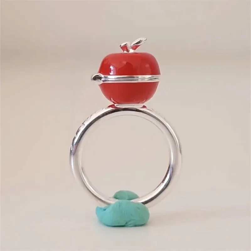 Fun Design Sense Small Apple Enamel Ring Openable Lid Cute and Childlike Niche Design Drip Glue Creative Versatile Birthday Gift