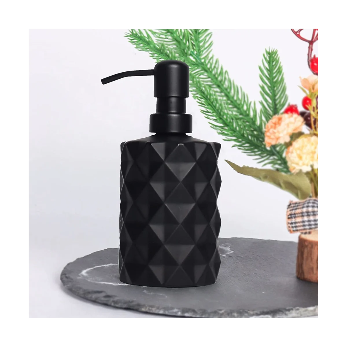 2 Pcs Matte Black Soap Dispenser, 13.5 Oz / 11 Oz Glass Hand Soap Dispenser Set for Bathroom and Kitchen, Soap Dispenser