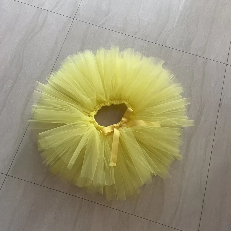 Handgefertigter gelber Tutu-Rock für Mädchen, Kinderkostüm, flauschiger Ballett-Tanzrock, Geburtstagsparty-Kleidung für Kinder – Detail 4