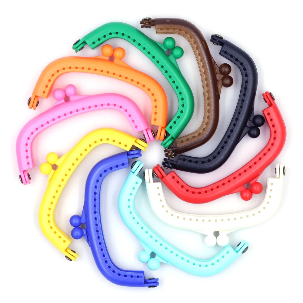 5Pcs Mixed Candy Color Plastic Kiss Clasps Locks Clips Clutch Arch Frame Purse Handbag Handle DIY Luggage Accessories 8.5cm