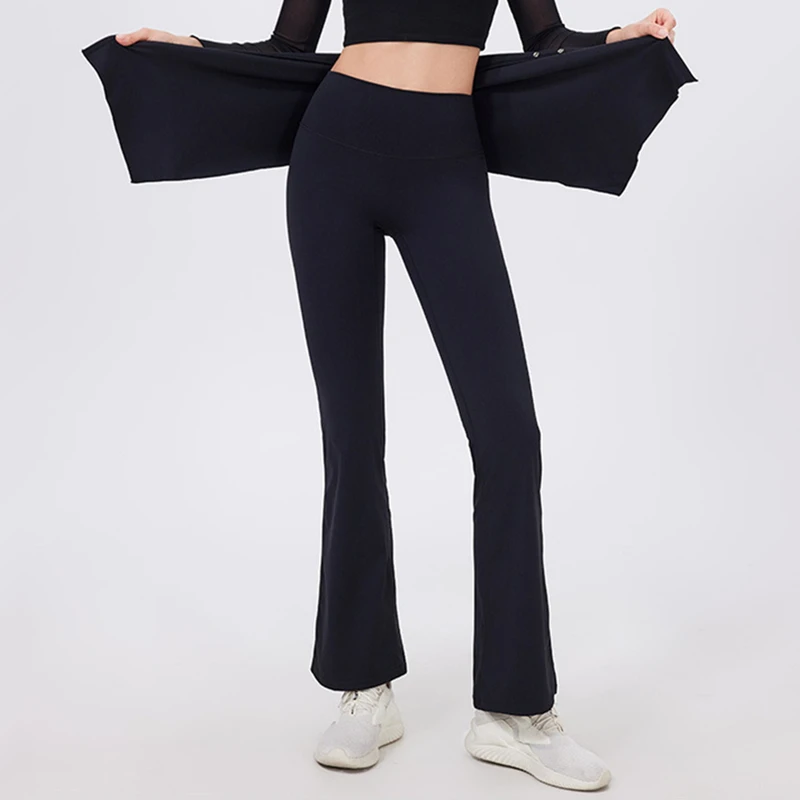 Women Yoga Flare Pants Two-Piece Sport Leggings Running Flared Trousers Elastic Workout Bell-Bottoms Hot Girl Gym Fitness Tights