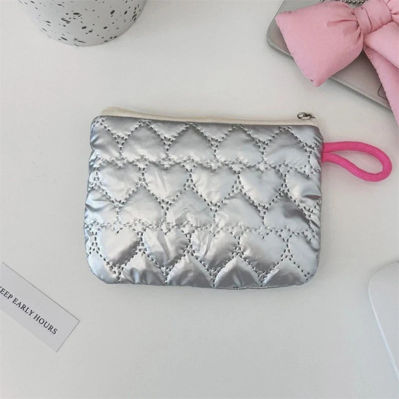 Silver Bow Pattern Wallet, Women's Headphones, Purse, Keys, Storage Bag, Bag with Zipper, Cosmetic Bag