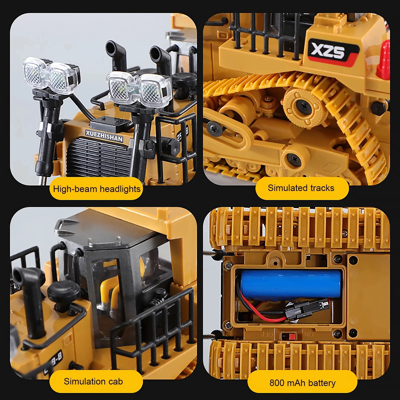 1:24 9CH Multifunctional RC Bulldozer Crawler Type Alloy/Plastic Shovel Engineering Forklift Heavy Excavator toy gifts for kids