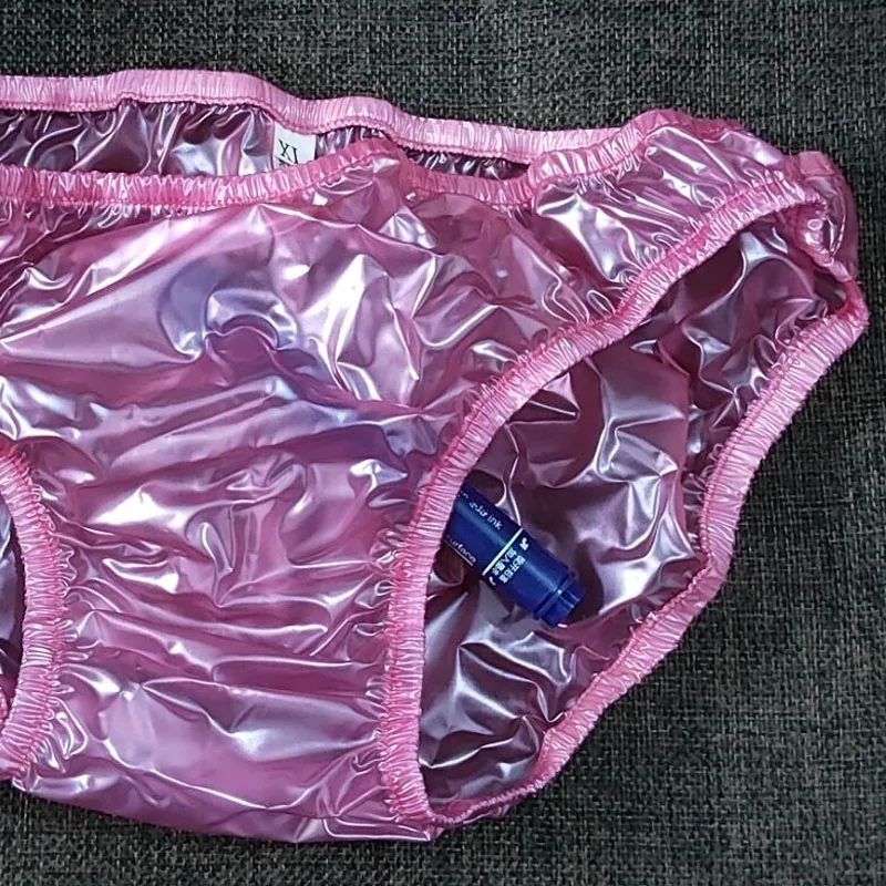Transparent PVC Briefs Mid Low Waist Soft Glossy Silent See Through Couple Sexy Lingerie Waterproof ABDL Plastic Underwear