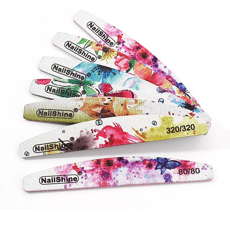 5Pcs Flower Printing Sandpaper Nail File 80 100 150 180 240 Pro Manicure Files Double-sided Nail Polishing Product Washable