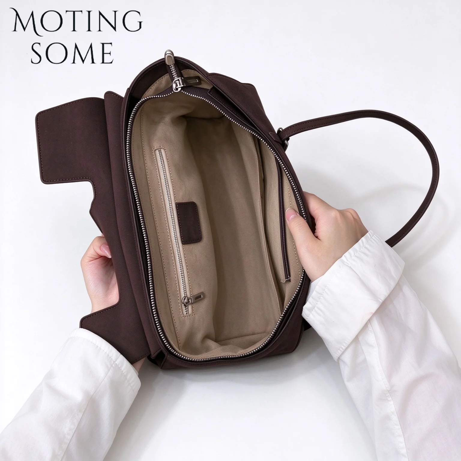 Motingsome Vintage Suede Genuine Leather Shoulder Tote Bag Women Retro Wing Shape Handbag Daily Commuter Top Handle Bags 2026