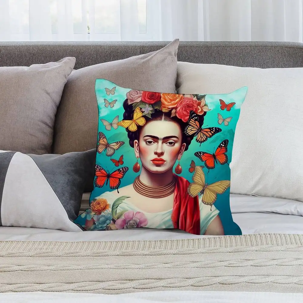 F-Frida K-Kahlo Art Pillow Case Short plush Double-sided Print Square Throw Pillow Covers Sofa Home Cushion Decor
