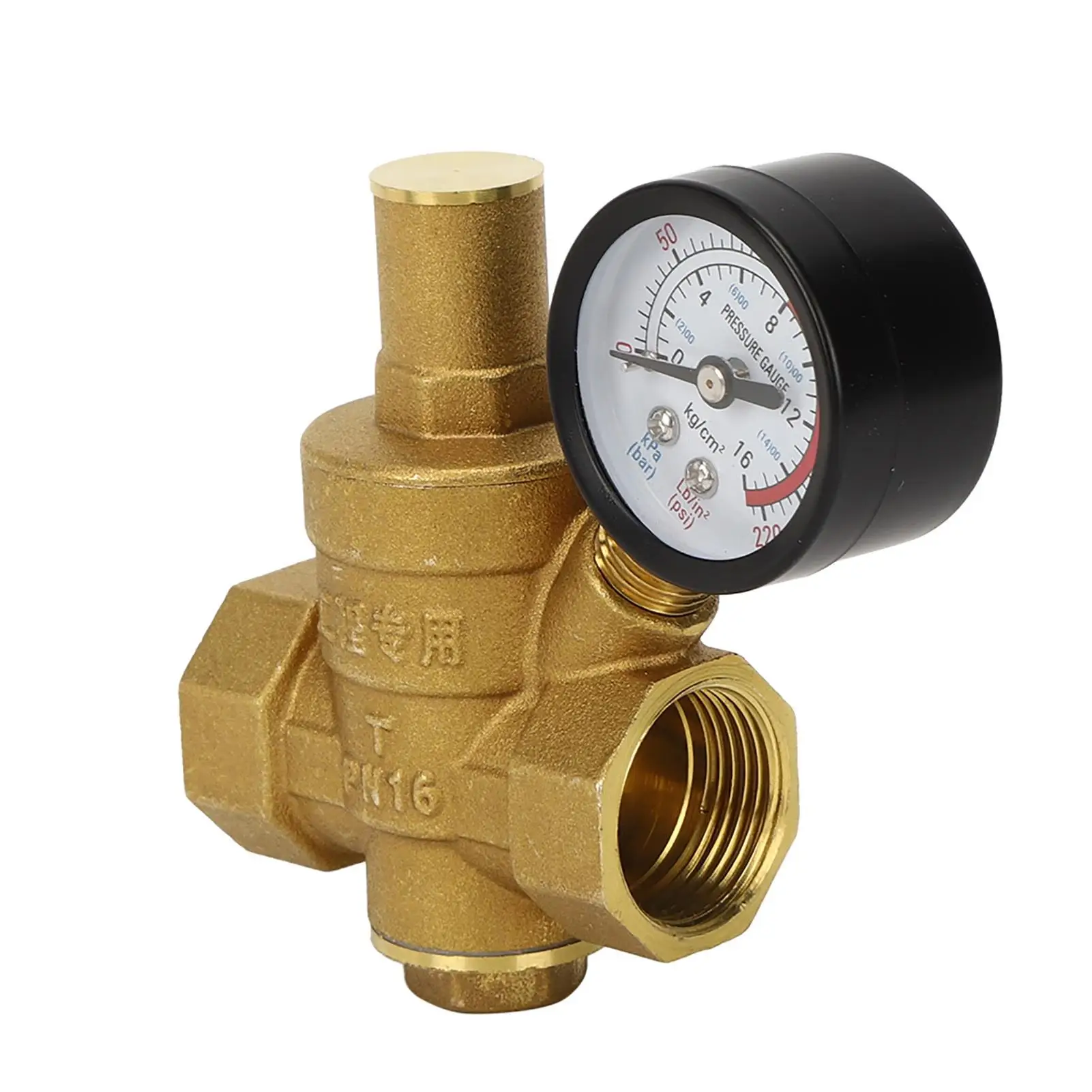 Brass Adjustable Water Pressure Regulator DN25/DN20/DN15 - Reducer with Welding Pressure Gauge Meter