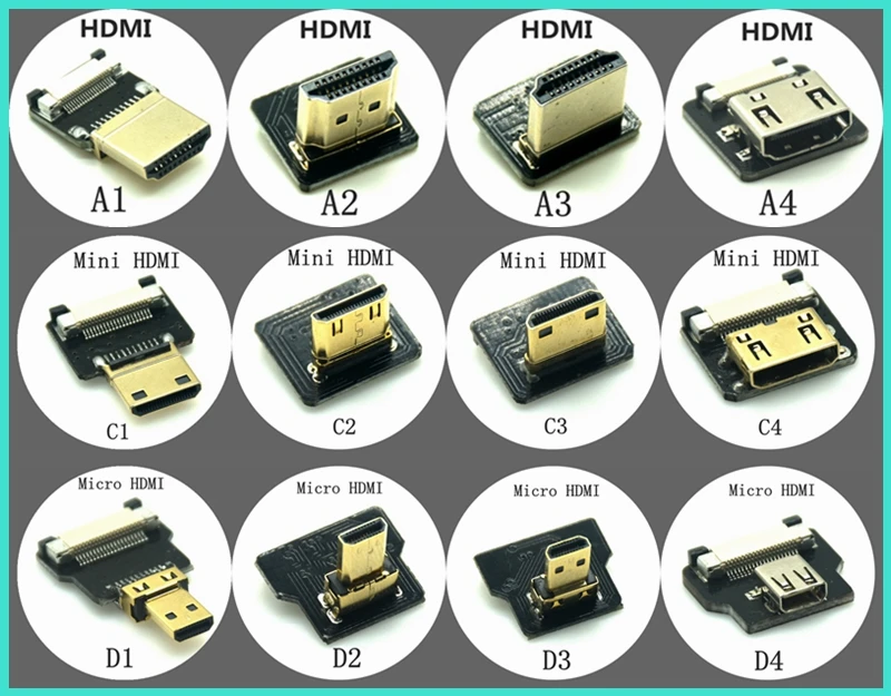 Ribbon Flat FPV HDMI Cable Micro Mini HDMI-compatible 90 Degree DIY Cable Adapter 5cm-80cm FPC Pitch 20pin Plug Connector