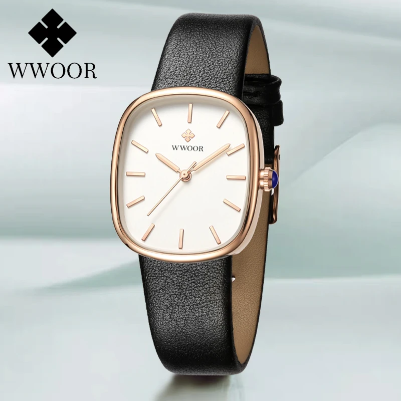 

WWOOR Simple Fashion Watch For Women Luxury Brand Dress Ladies Quartz Wristwatch Waterproof Square Female Clock Relogio Feminino