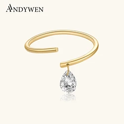 ANDYWEN Women 100% 925 Sterling Silver Zircon Ring Adjustable 2024 Fine Jewelry Luxury Anniversary Wedding Jewely
