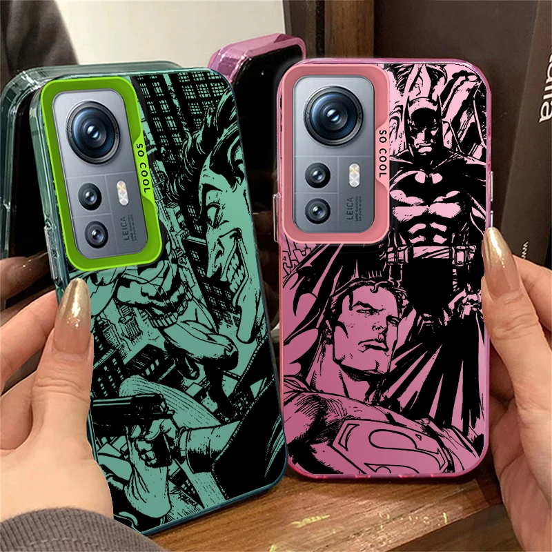 Black B-atmans Superman Joker For Redmi Note 13 12S 11S 10Lite Pro Max Plus 4G 5G Fashion Colorful Silver Phone Case