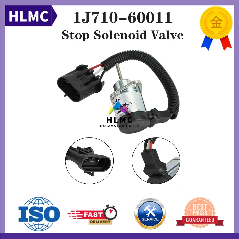 

Excavator Engine Cutting Off Stop Fuel Solenoid Valve 12V 1J710-60011 For Kubota V2607 Bobcat S160