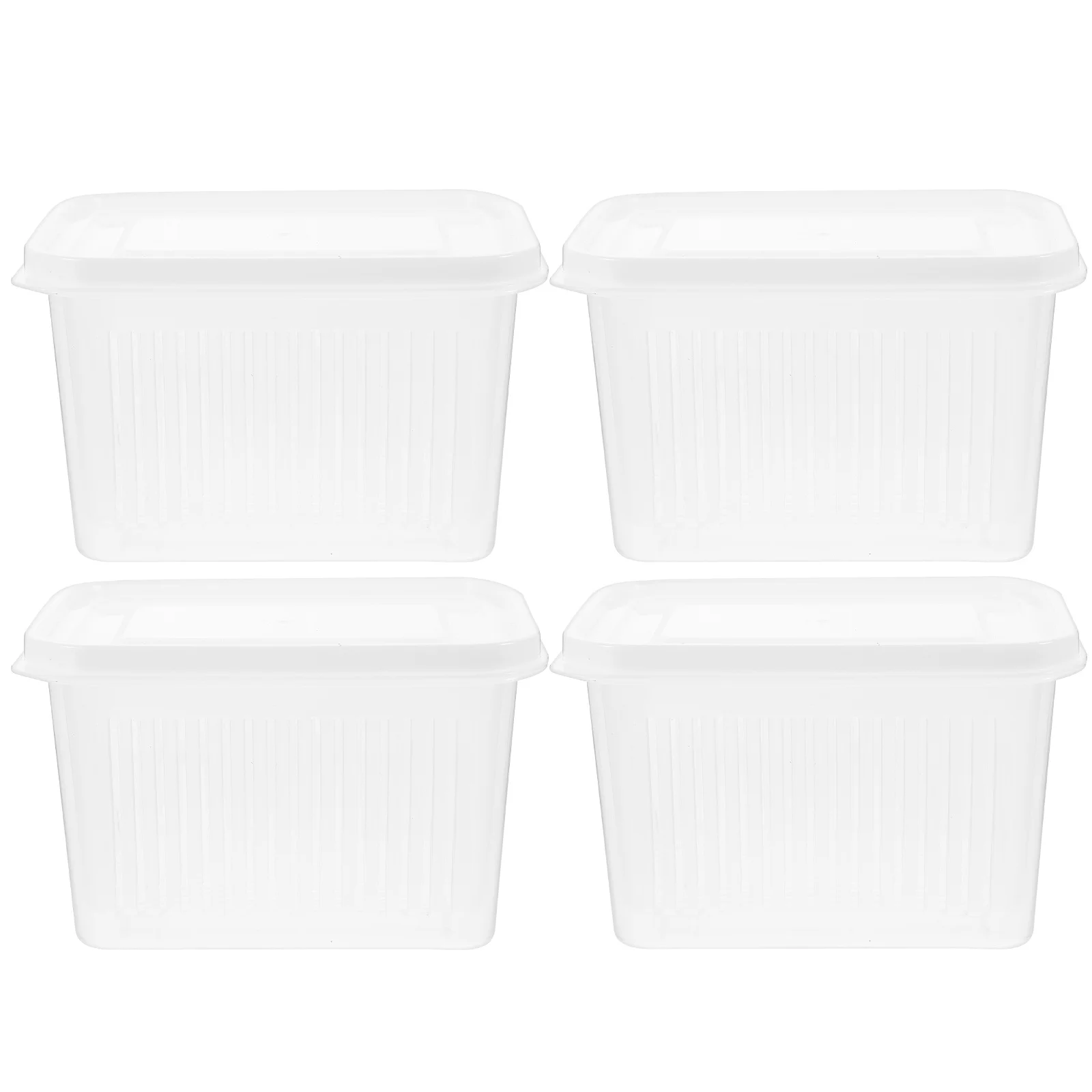 

4Pcs Refrigerator Food Boxes Stackable Fridge Storage Containers for Vegetables Fruits Snacks Leak-Proof Food Preservation Cases