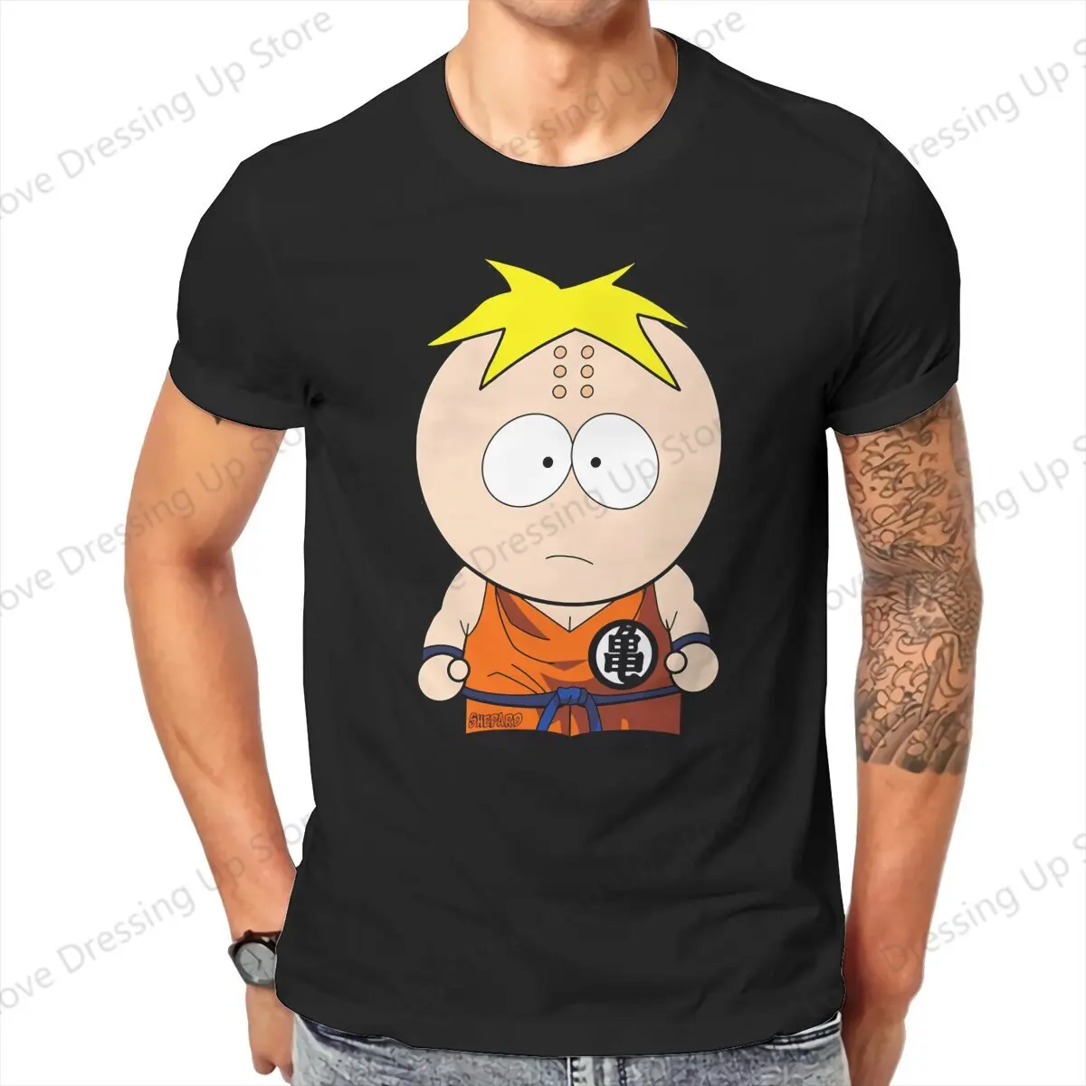 Krilin stotch Pure Cotton Summer Short Sleeved  T-shirt Men Women Trend Fun S-southpark Theme Summer Creativity  Tops