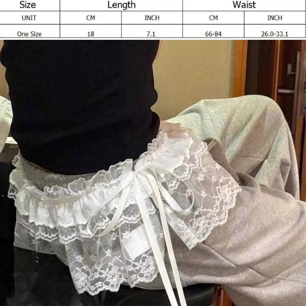 Nueva minifalda de encaje con flores bordadas, falda transparente con volantes y cordones Harajuku, ropa de calle Y2K, faldas fruncidas, decoración de pantalones vaqueros