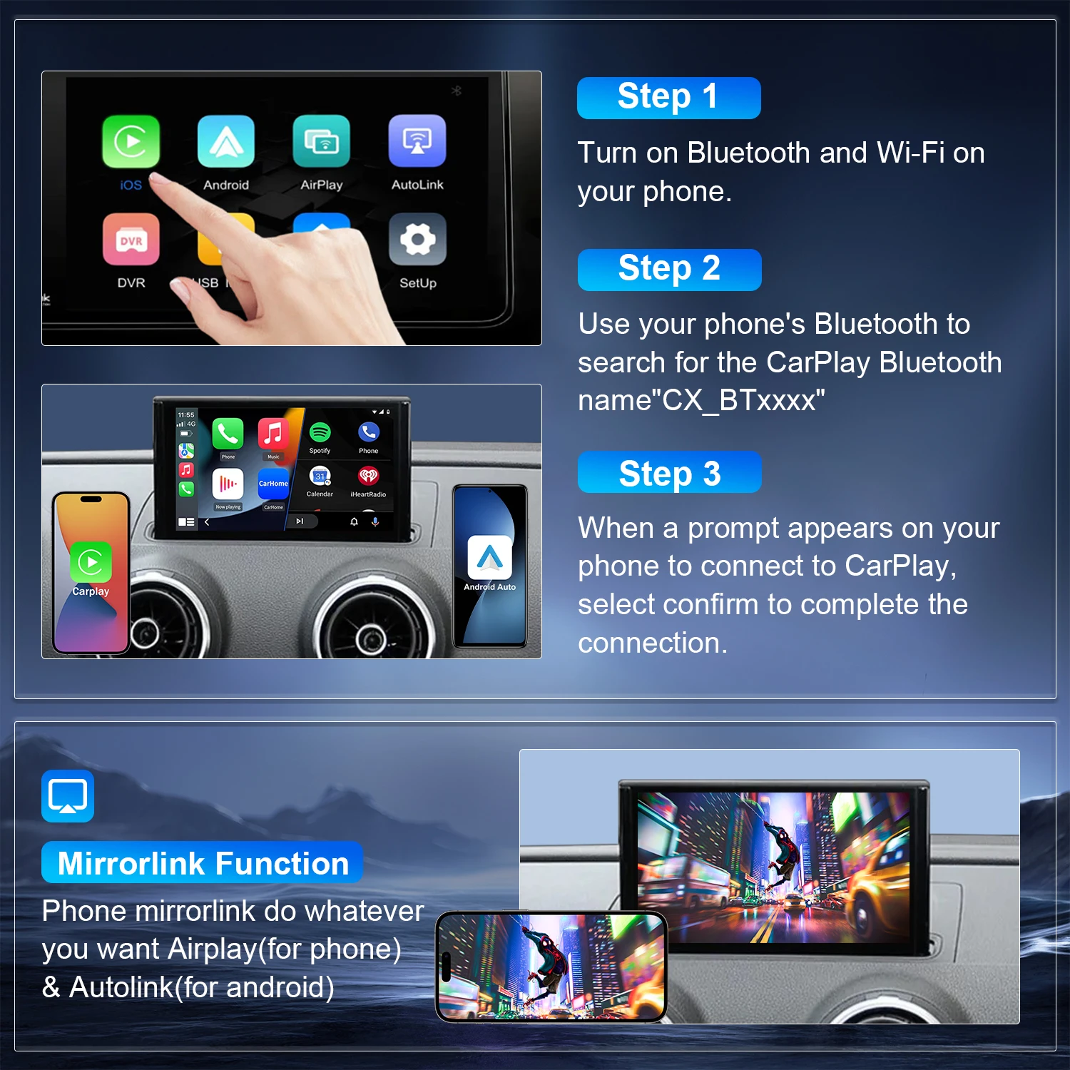 ترقية الشاشة الأصلية اللاسلكية Apple CarPlay Android لنظام MIB 2 & 3G MMI A4 A4L A5 Q5L #5