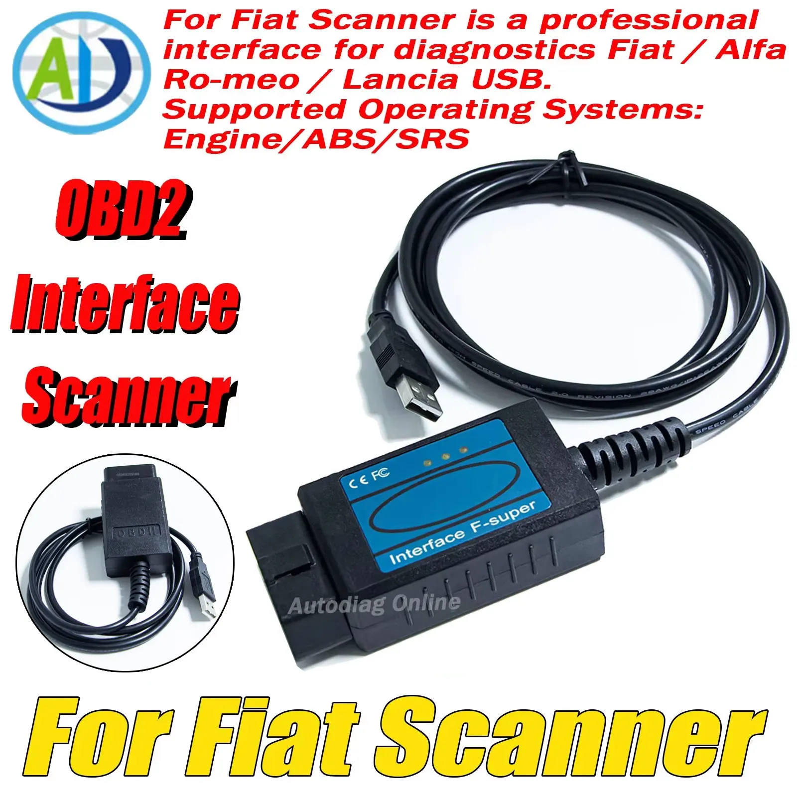 

OBD2 Diagnostic Scanner For Fiat/Alfa Romeo/Lancia OBD2 ECU Scanner for Engine/ABS Professional Car OBD2 Interface Code Reader