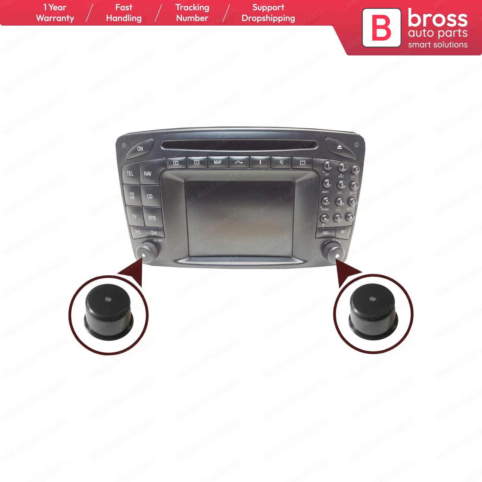 BDP913FBA RADIO/NAVI COMAND 2.0 E VOLUME PLASTIC BUTTON 2038209689 for W639 W203 W209 W210 W208 W163 R230 Shipping From France