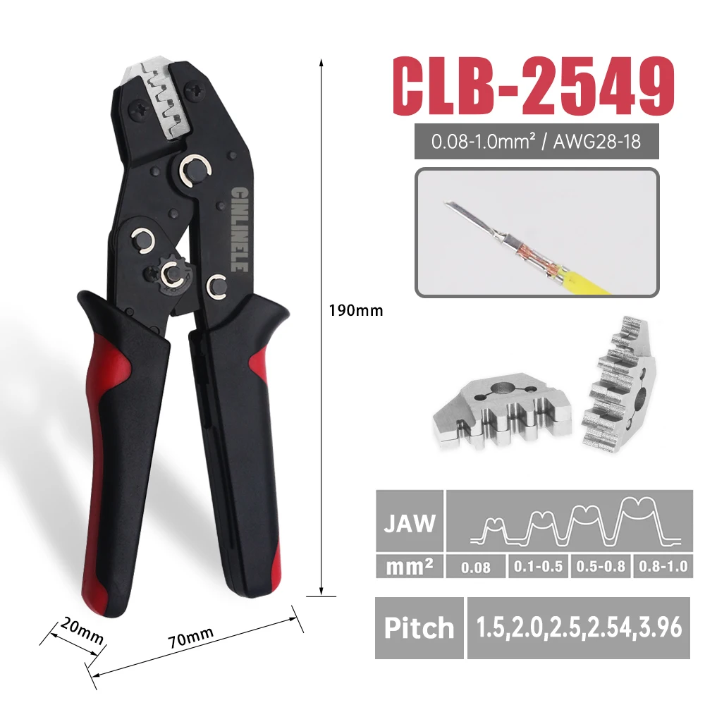 SN-2549 Wire Crimping Tools Crimp Pliers JST ZH PH XH VH JAWS Dupont 1.5/2.0/2.5/2.54/3.96/4.0 Pitch AWG28-18 0.08-1.0mm