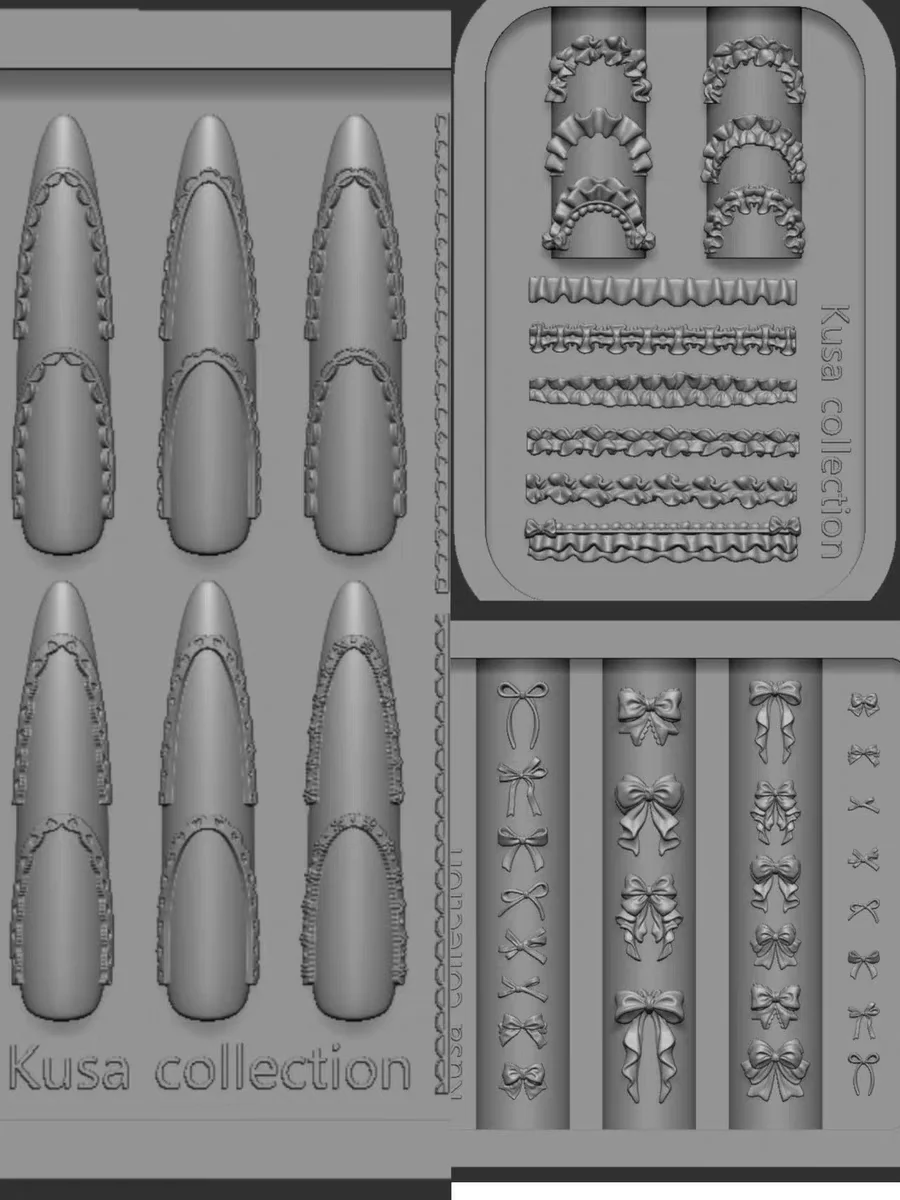1pc Butterfly Star Bead Chain  Lace Bow  3D Acrylic Mold Nail Art Decoration Nails DIY Design Silicone Nail Template Nail  Mold