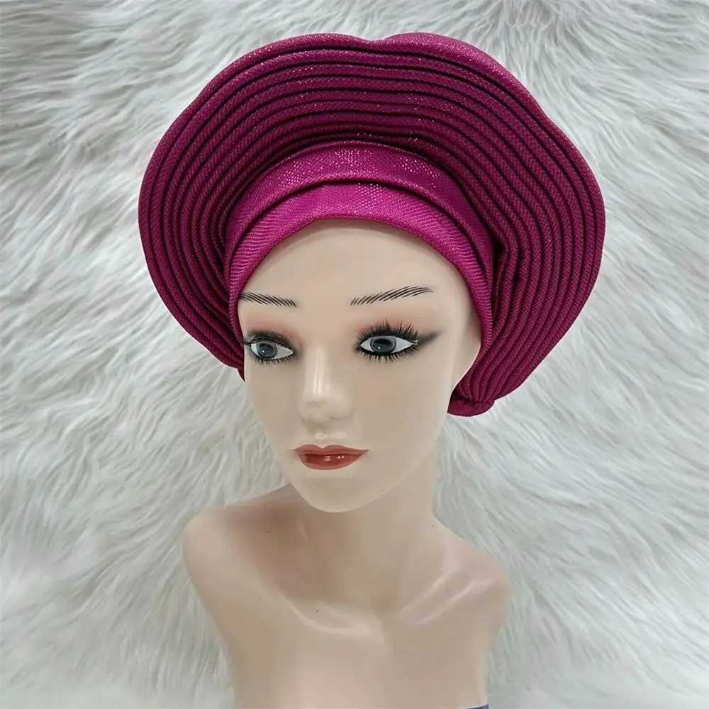 

New Style African Gele Headtie Aso Oke Gele Already Made Nigerian Turban Cap Gele Aso Ebi Women's Headtie